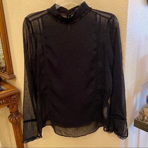 ZARA Black Sheer Long Sleeve Top Size Medium